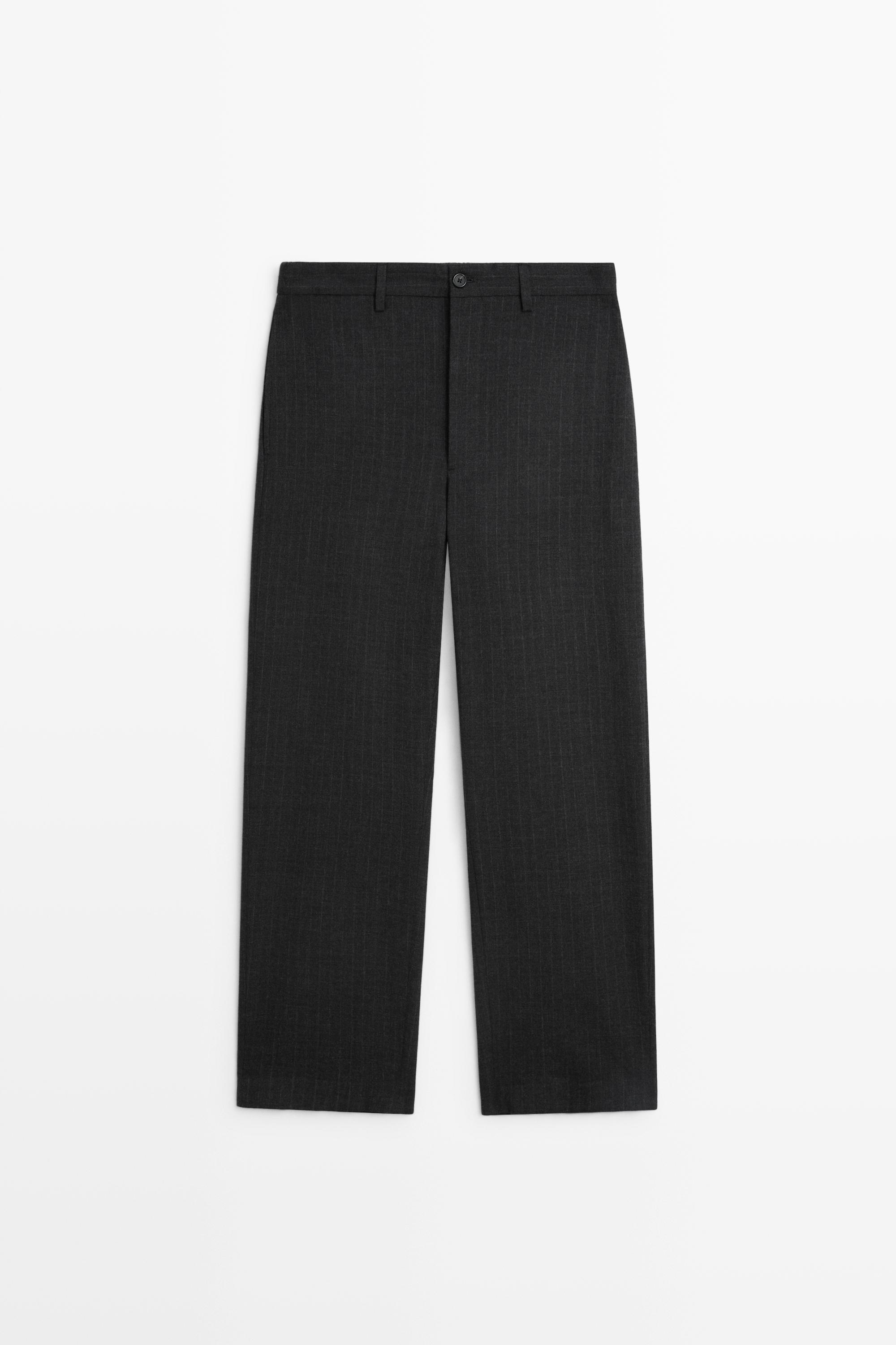 100% wool striped relaxed fit trousers